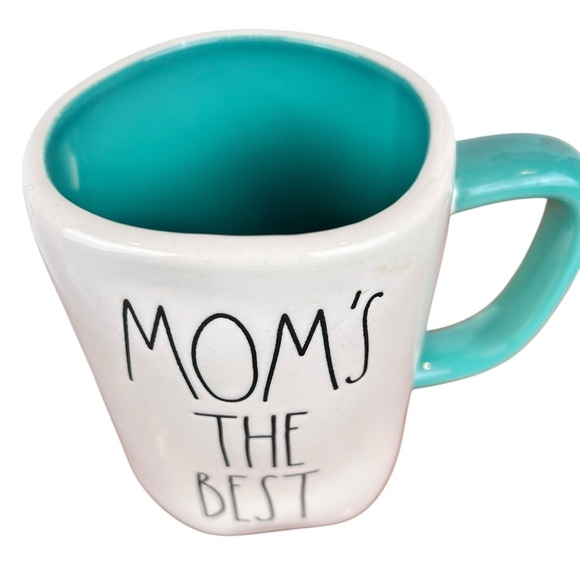 Rae Dunn “Mom’s the Best” coffee mug, tea cup, cream, teal accent Mother’s Day - Picture 4 of 7